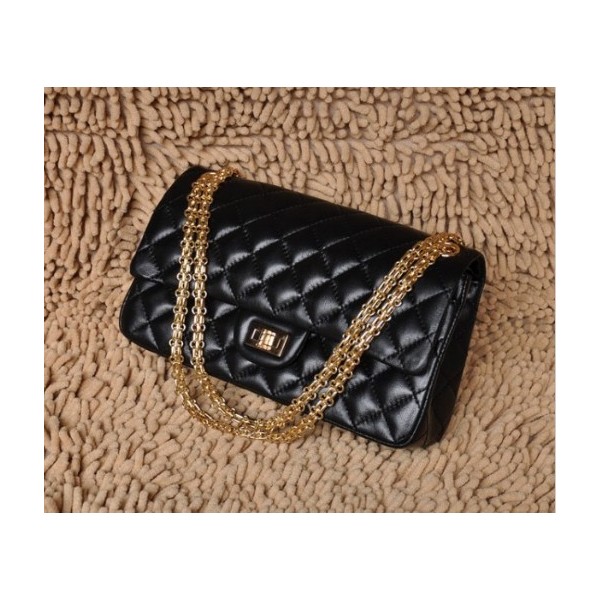 A30226 Chanel Classic Flap Borse Pelle Di Agnello Nero Con Oro H