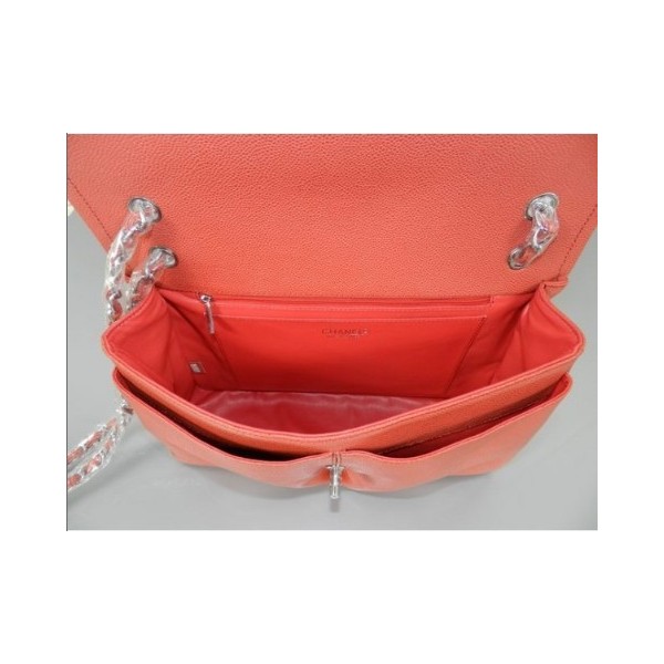 Chanel A48867 Red Grain Flap Borse In Pelle Con Silver Hw Classi