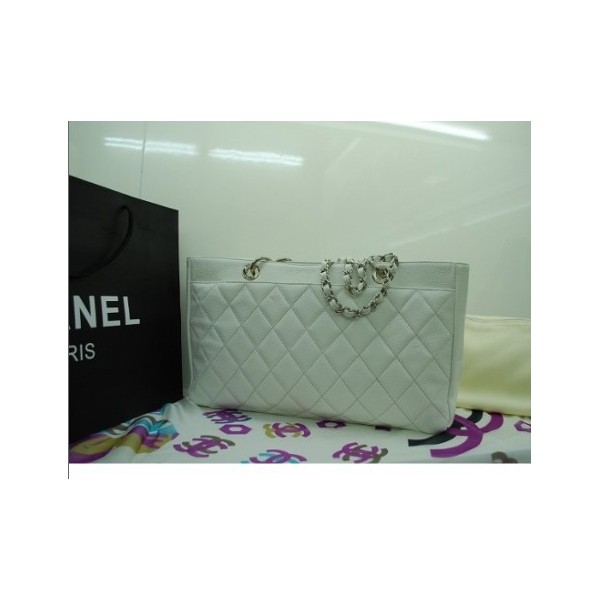 Chanel Classic White Caviar Cc Di Cristallo Senza Tempo Tote