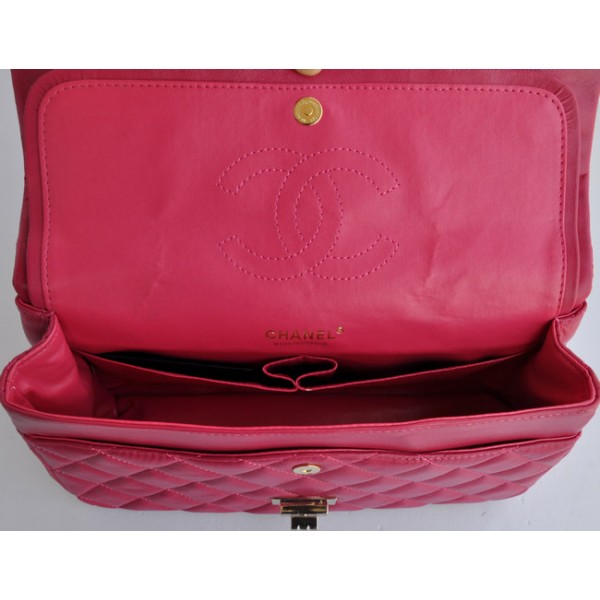 Chanel 2011 Rose Red Borse Flap Pelle Di Agnello Con Hardware Or
