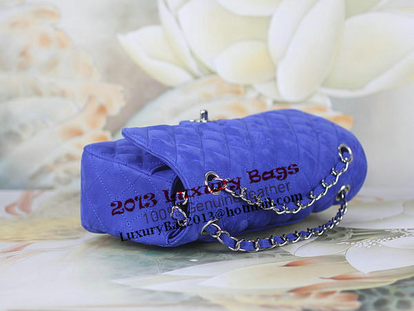 Chanel 2.55 Series Classic Flap Bag 1112 Blue Original Nubuck Cannage Pattern Leather Silver