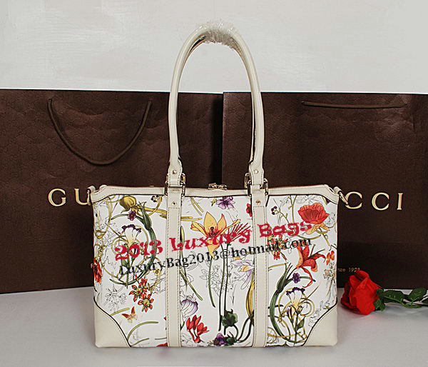 Gucci Vintage Web Flora Leather Medium Top Handle Bag 257341