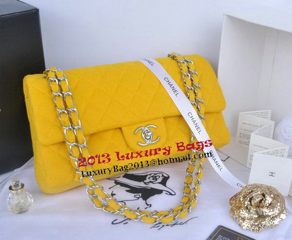 Chanel 2.55 Series Classic Flap Bag Denim Fabric CF1112 Lemon