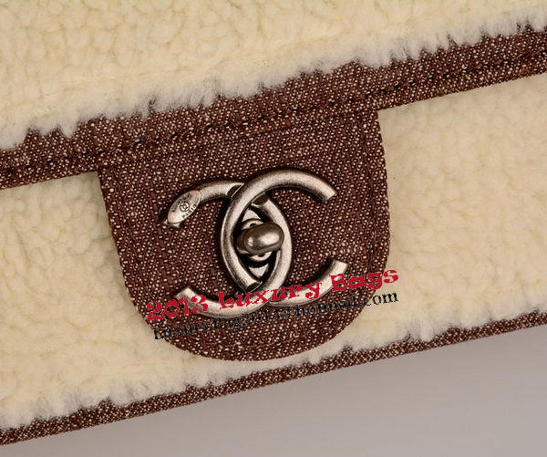 Chanel 2.55 Series Classic Flap Bags Villus A66999 OffWhite