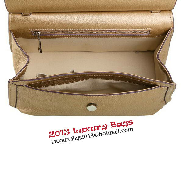 Gucci Bamboo Daily Leather Flap Shoulder Bag 370826 Gold