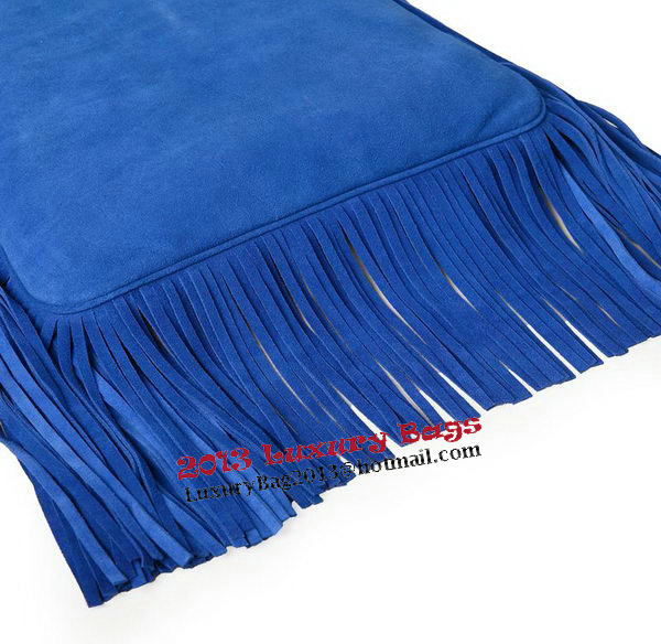 Gucci Bamboo Fringe Shopper Suede Tote Bag 349195 Royal