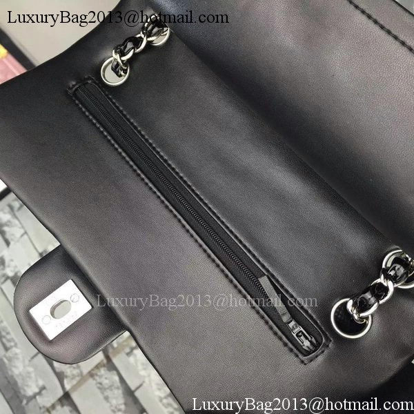 Chanel 2.55 Series Flap Bag Black Patent Chevron Leather A5023 Silver