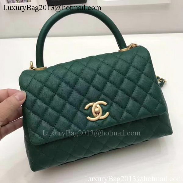 Chanel Classic Top Handle Bag Sheepskin Leather A92991 Green