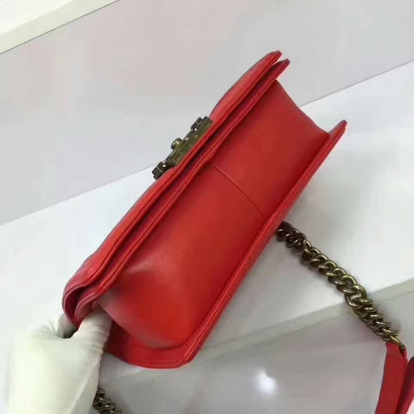 Chanel Le Boy Crocodile Leather Red A67086 Glod