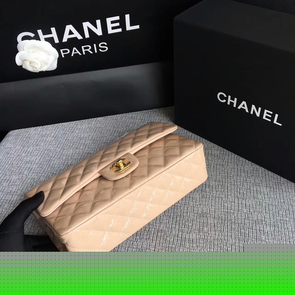 Chanel Flap Shoulder Bags Camel Original Patent Leather CF1112 Glod