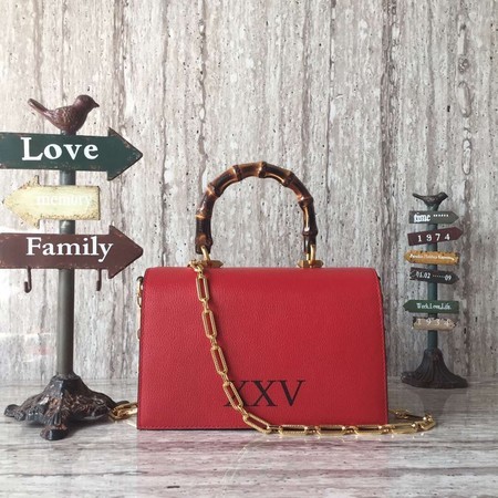 Gucci Insect Calfskin Leather Top Handle Bag 488715 Red