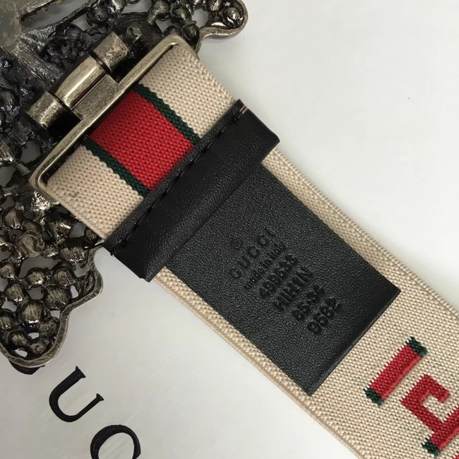 Gucci stripe belt with butterfly 499633 white&red