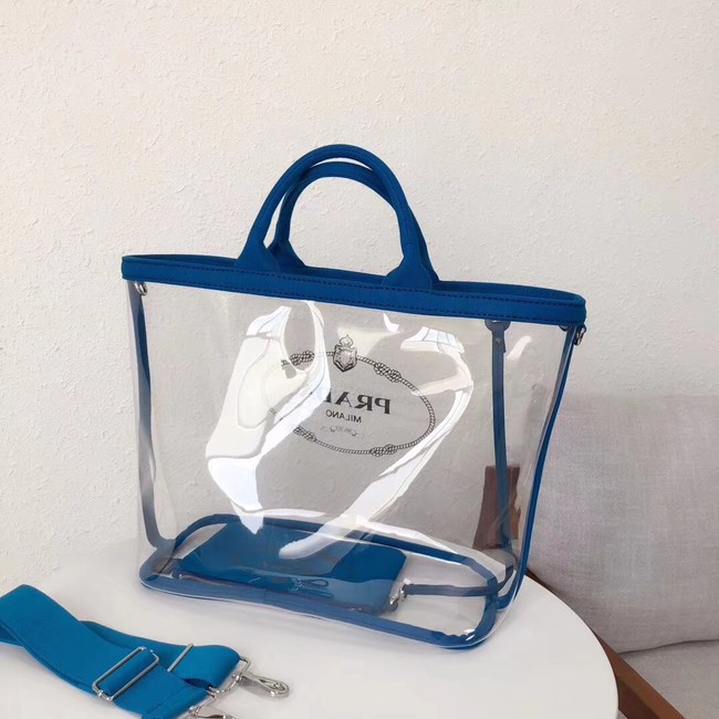 Prada Fabric and Plexiglas handbag large size 1BG164  blue