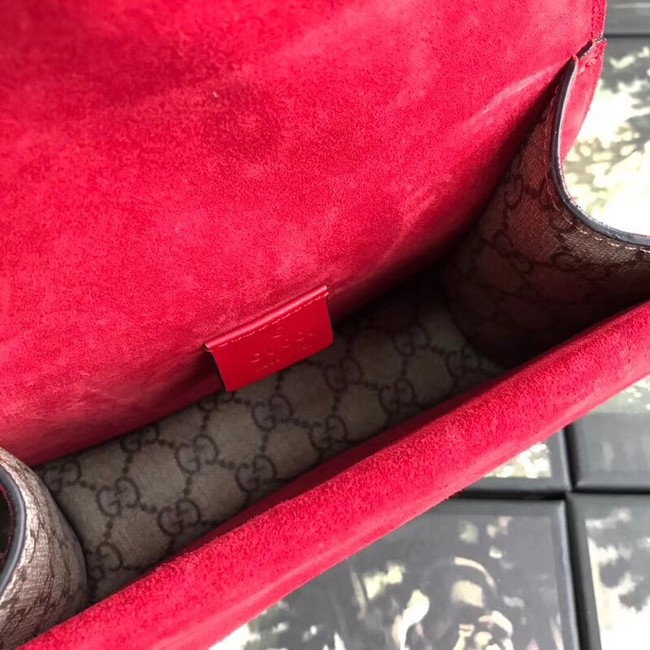 Gucci Dionysus GG Supreme canvas crystal mini bag 421970 red