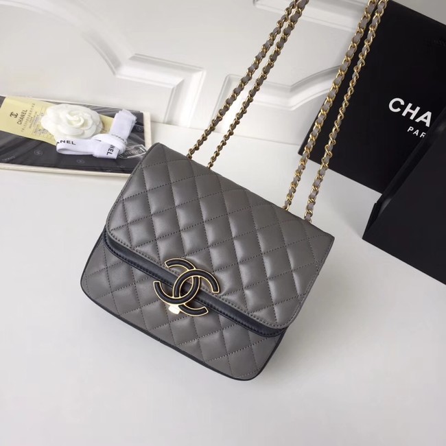 Chanel Original Flap Bag Lambskin & Gold-Tone Metal A57277 grey