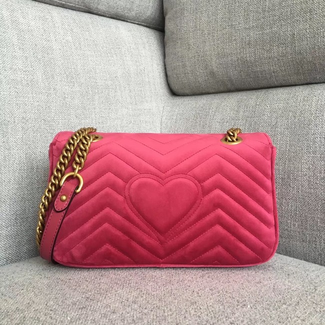 Gucci GG Marmont velvet small shoulder bag 443497B pink