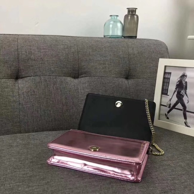 DIORAMA WALLET ON CHAIN CLUTCH METALLIC CALFSKIN WITH MICRO-CANNAGE MOTIF S0328 pink