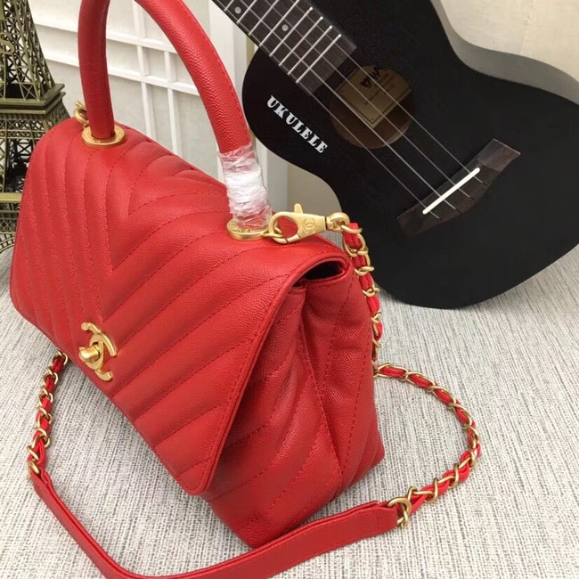 Chanel Flap Bag with Top Handle 36620 red