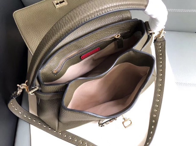 VALENTINO Rockstud leather tote 4987 Chocolates