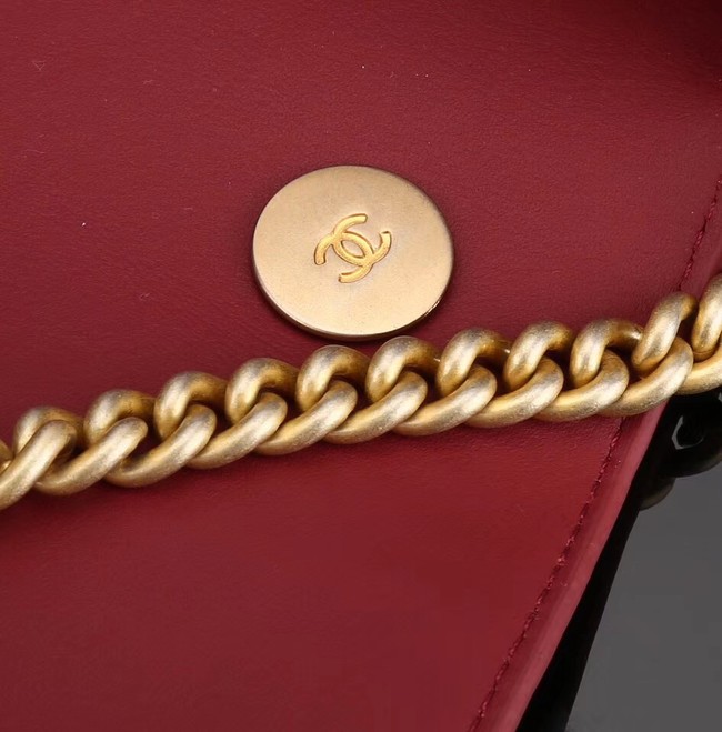 Chanel flap bag Calfskin & Gold-Tone Metal A57552 red