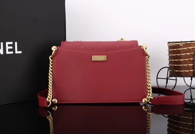 Chanel flap bag Calfskin & Gold-Tone Metal A57552 red