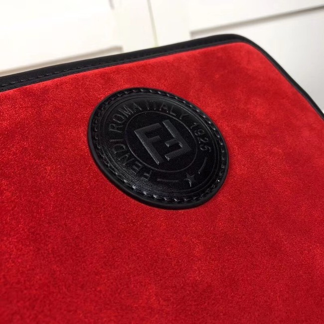 Fendi MINI CAMERA CASE suede bag 8BS019A red