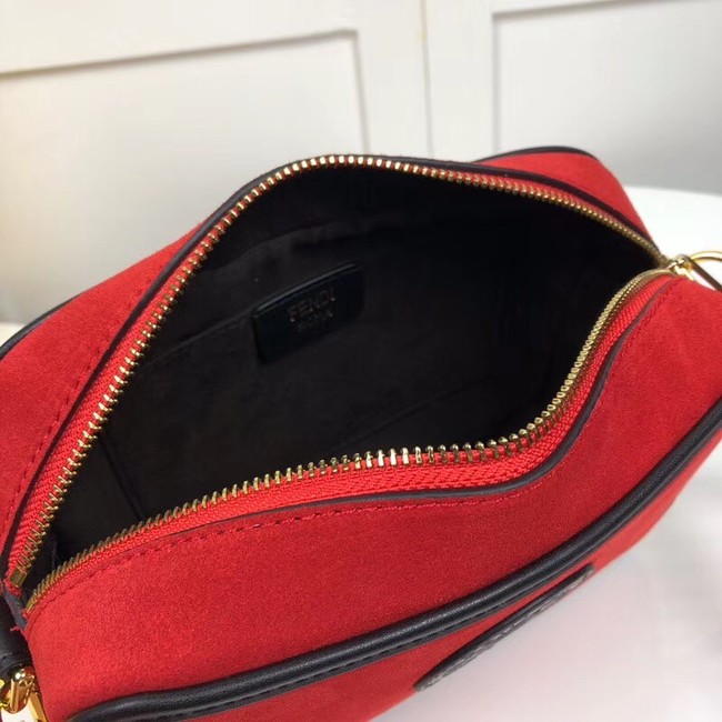 Fendi MINI CAMERA CASE suede bag 8BS019A red