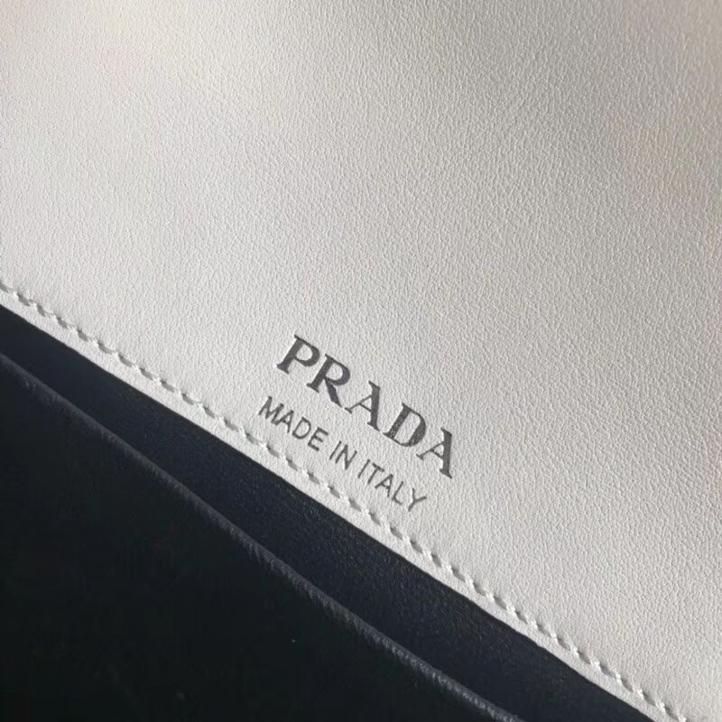 Prada Sidonie leather shoulder bag 1BD168 White&Black