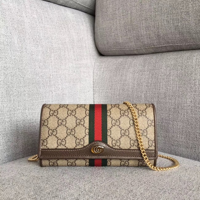 Gucci Ophidia GG chain wallet 546592 Brown