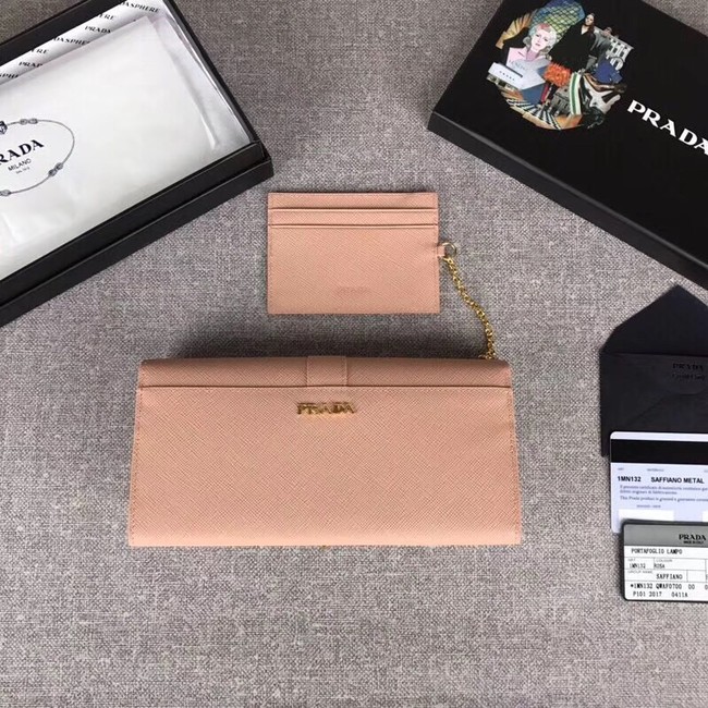 Prada Cahier Saffiano Leather Wallet Large 1MH132 apricot