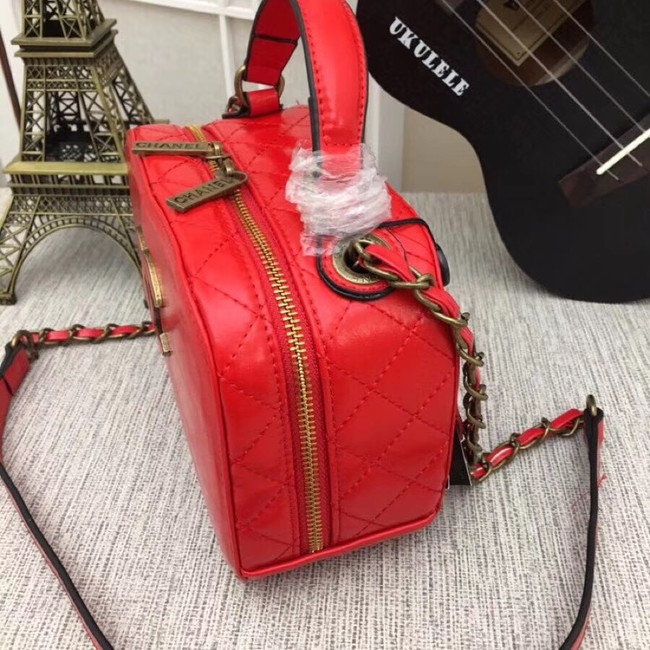 Chanel Calfskin & Gold-Tone Metal bag A81332 red