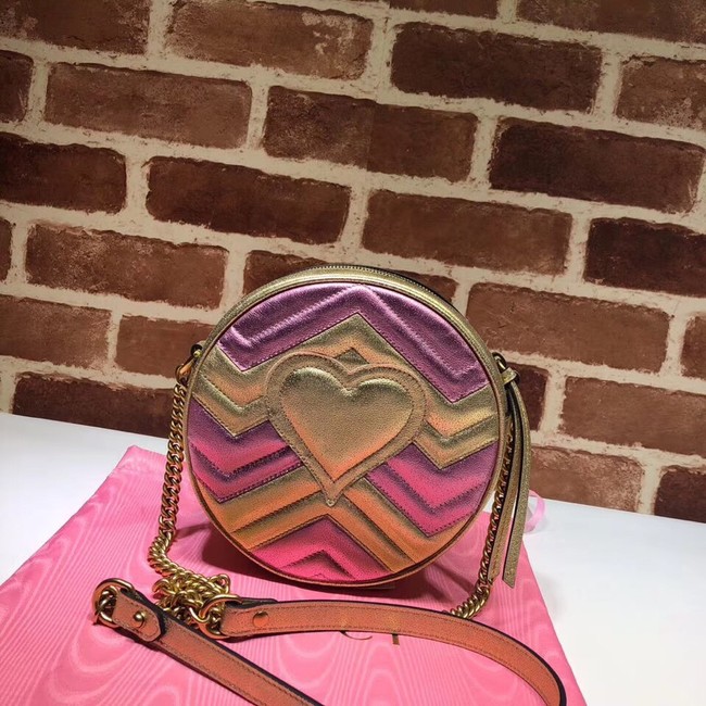 Gucci GG Marmont mini round shoulder bag 550154 Pink&gold