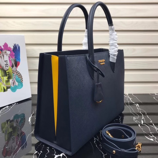 Prada Saffiano Leather Tote Large 1BA153 dark blue