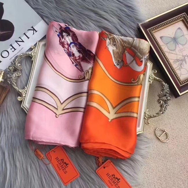 Hermes Scarf in silk twill with hand rolled edges H0032 orange