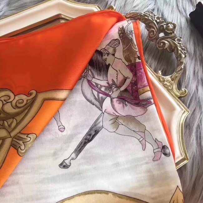 Hermes Scarf in silk twill with hand rolled edges H0032 orange