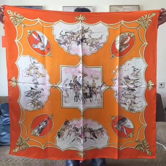 Hermes Scarf in silk twill with hand rolled edges H0032 orange