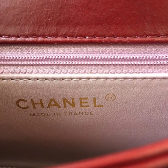 Chanel flap bag Crumpled Calfskin Cotton & Gold-Tone Metal A91865 red