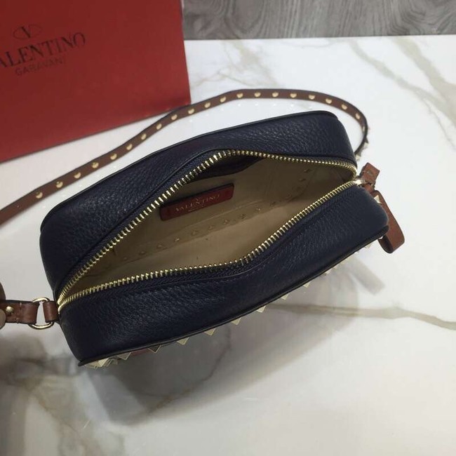 VALENTINO Rockstud leather camera cross-body bag 2855 Black&red&white