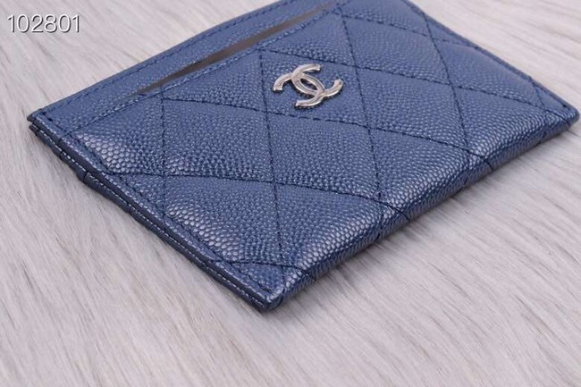 Chanel classic card holder Grained Calfskin & Gold-Tone Metal A31510 blue