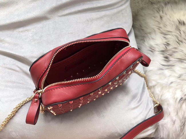 VALENTINO Rockstud leather camera cross-body bag 57367 red
