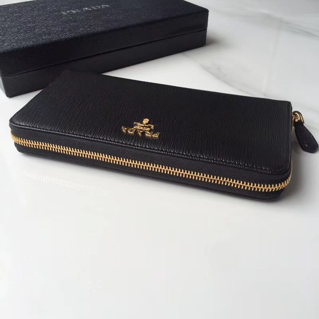 Prada Leather Large Zippy Wallets 1ML505 black