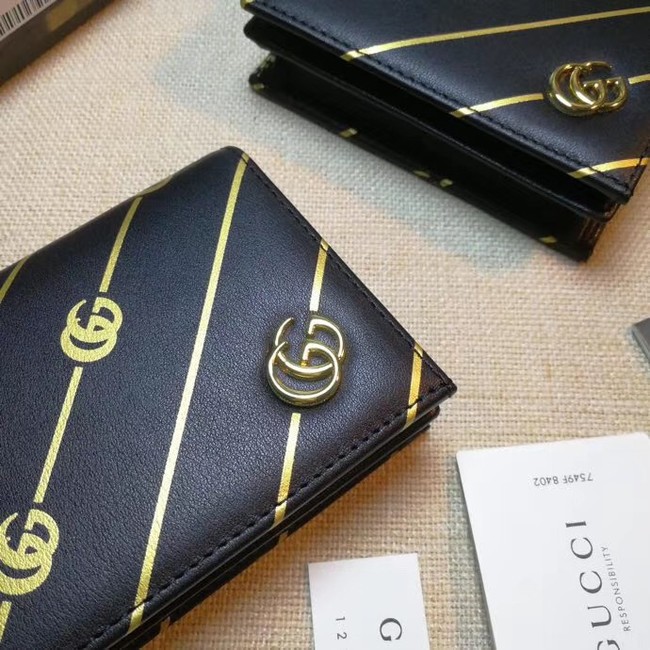 Gucci Leather card case with Double G stripe 548071 black