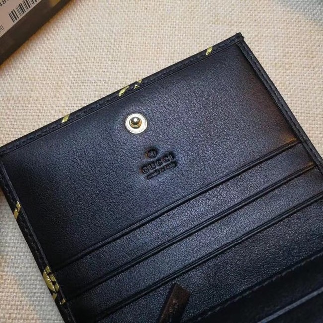 Gucci Leather card case with Double G stripe 548071 black
