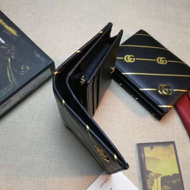 Gucci Leather card case with Double G stripe 548071 black