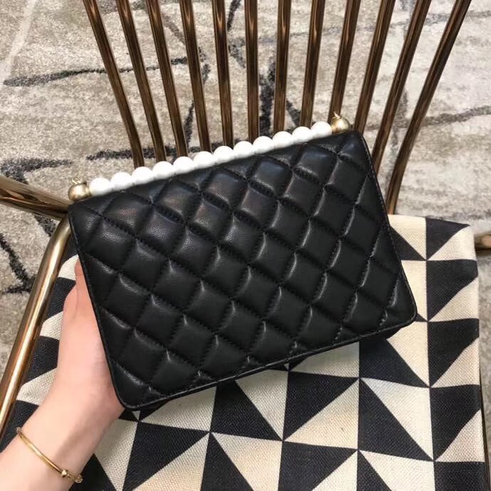 Chanel Flap Shoulder Bag Sheepskin Leather 77399 black