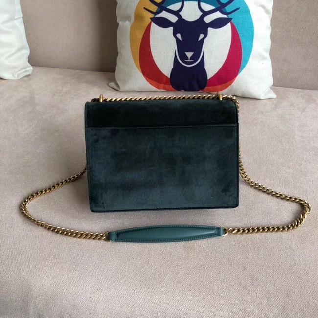 SAINT LAURENT Monogram Sunset medium velvet cross-body bag 442906 green