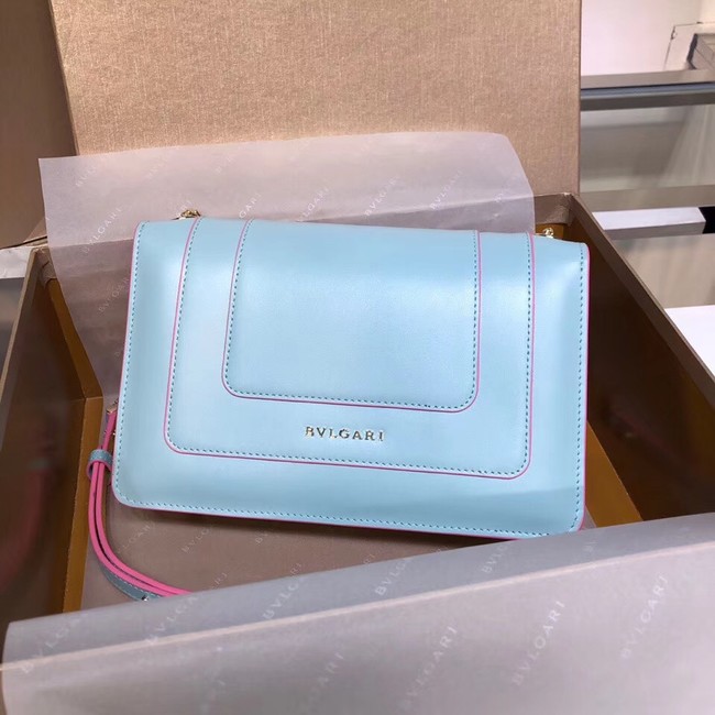 BVLGARI Serpenti Forever metallic-leather shoulder bag 39174 light blue