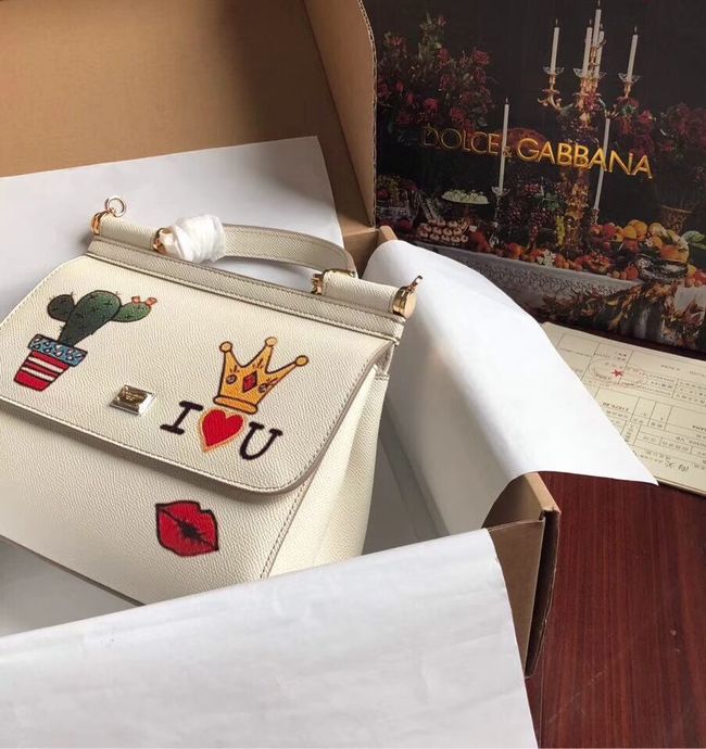 Dolce & Gabbana SICILY Bag Calfskin Leather 4136 white