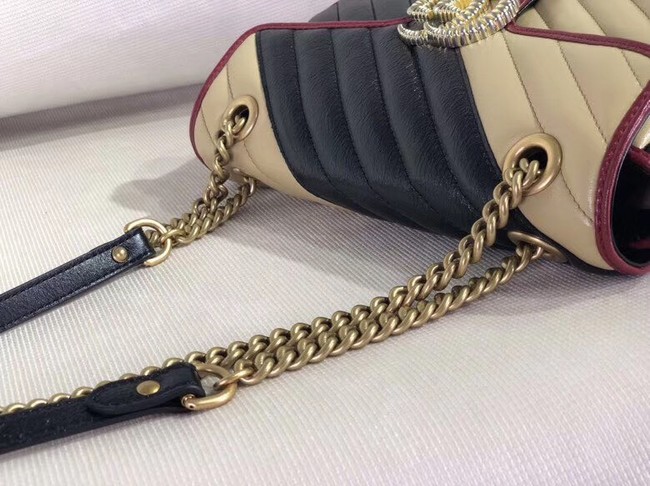Gucci GG Marmont small shoulder bag 443497 Beige and black