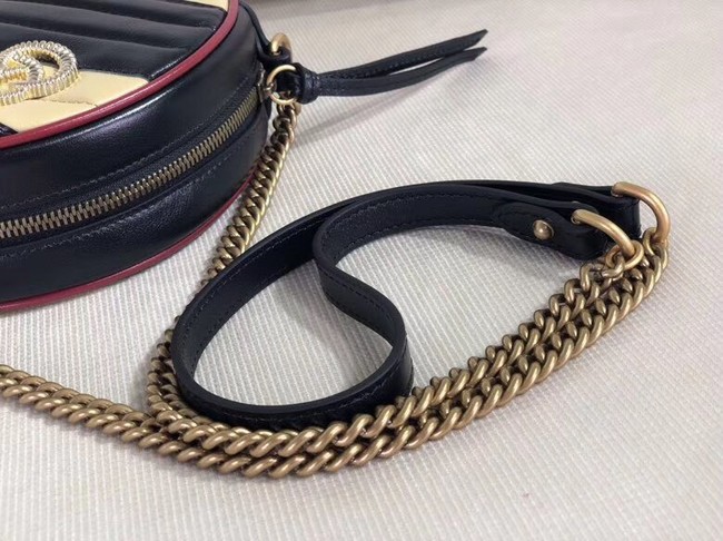 Gucci GG Marmont mini round shoulder bag 550154 Beige and black